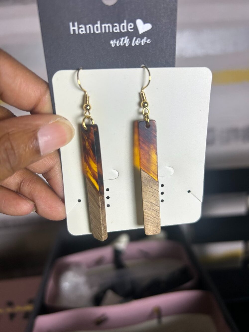 Natural Brown/Yellow Boho Wood Resin